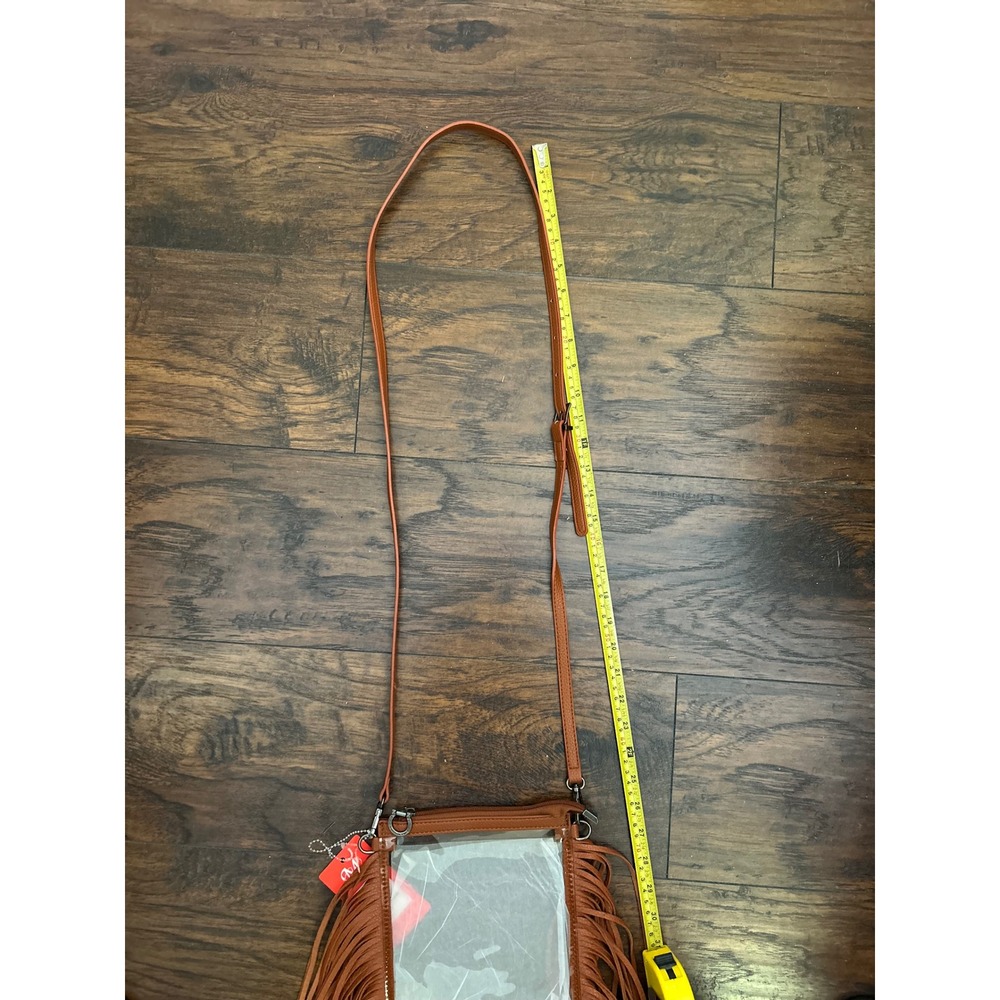Montana West Clear Crossbody Bag Women Small Cognac Fringe Western Stadium Bag - Picture 7 of 7